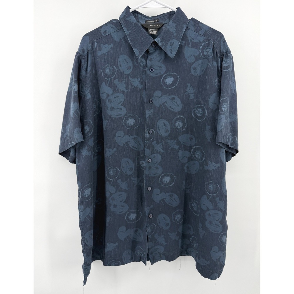 J. Ferrar Shirt Washable Silk Short Sleeve Shirt Floral Resort Tropical Men XL